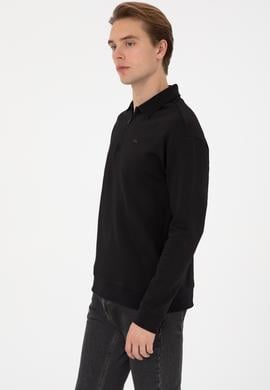 Erkek Comfort Fit Yarım Fermuarlı Siyah Sweatshirt - 50316484026