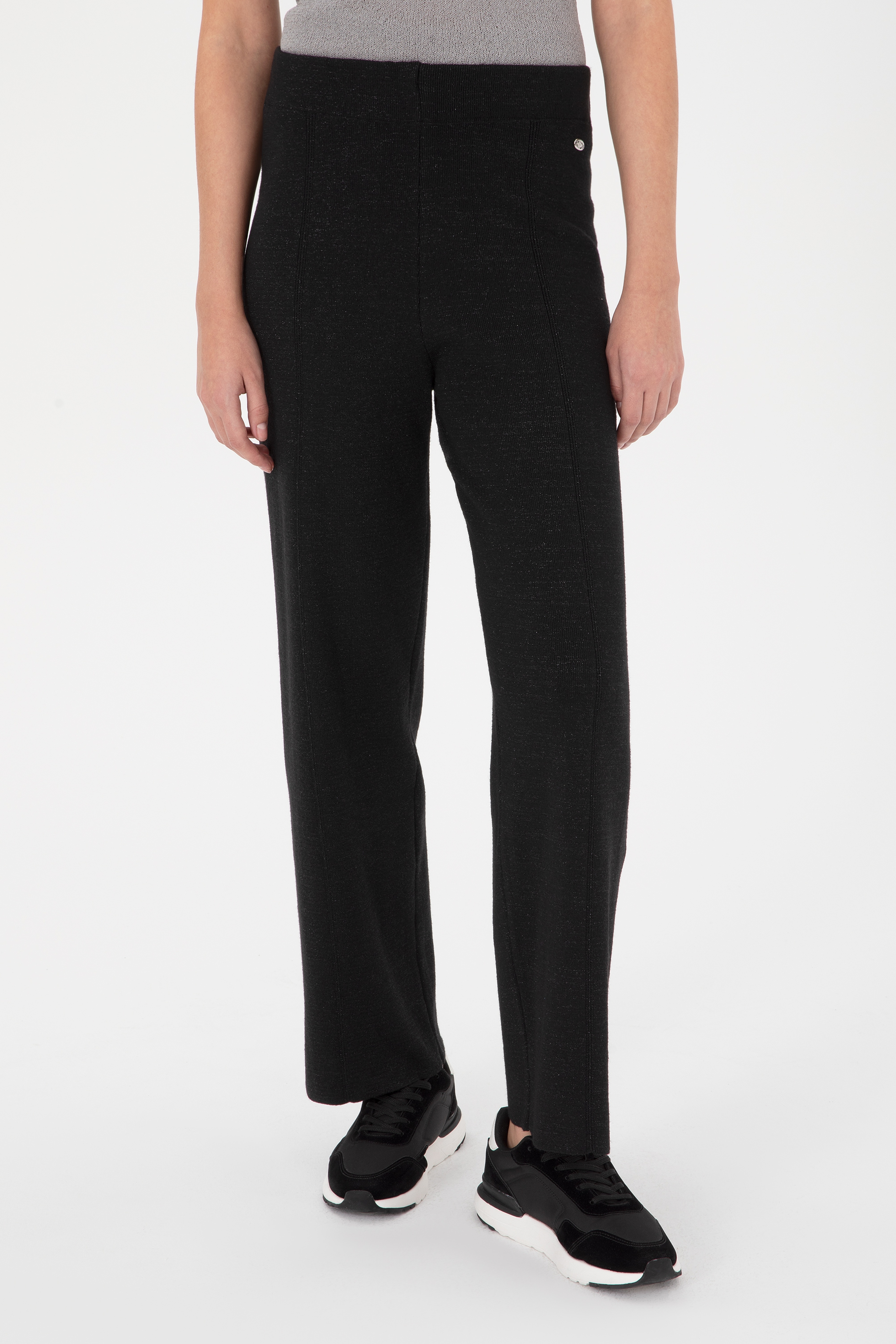 Kadın Siyah Loose Fit Trıko Pantolon