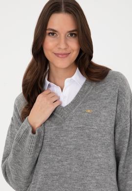 Kadın Gri Melanj Kazak - 50314833024