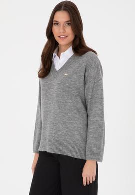 Kadın Gri Melanj Kazak - 50314833024