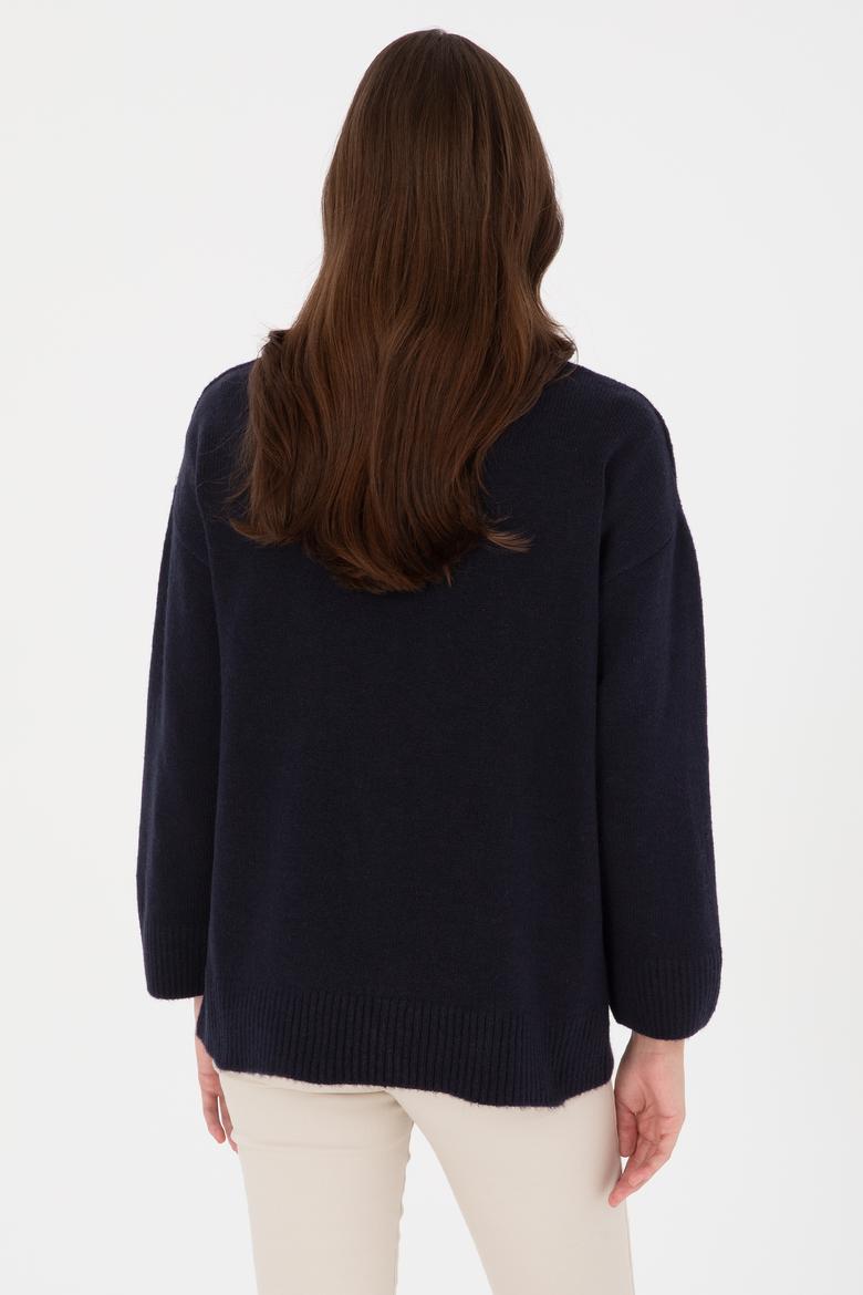 Kadın Lacivert Melanj Kazak - 50314833029