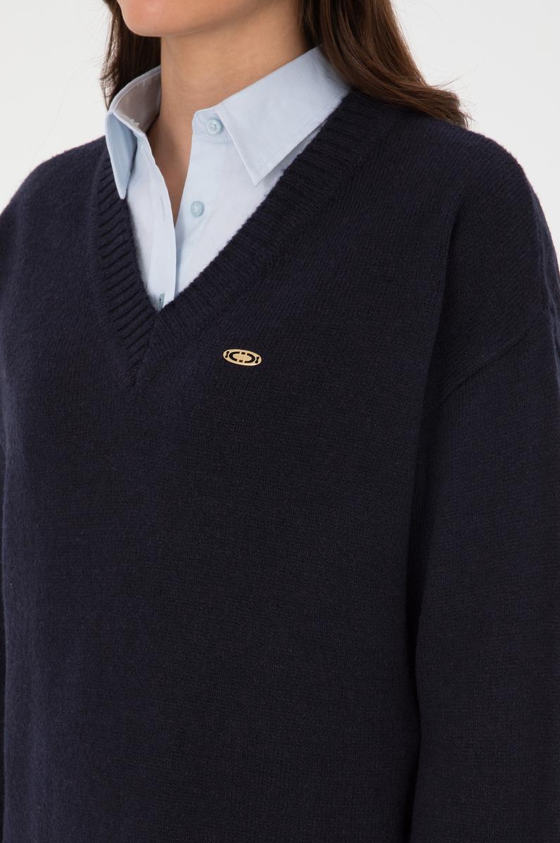 Kadın Lacivert Melanj Kazak