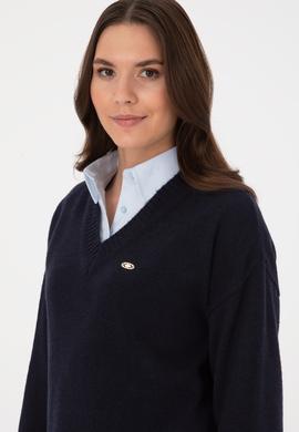 Kadın Lacivert Melanj Kazak - 50314833029