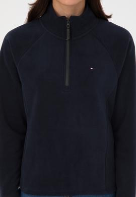 Kadın Lacivert Fermuarlı Dik Yaka Polar Sweatshirt - 50316714038