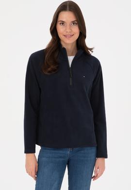 Kadın Lacivert Fermuarlı Dik Yaka Polar Sweatshirt - 50316714038