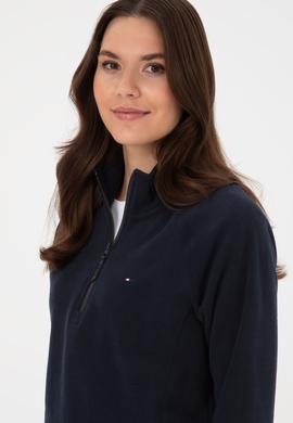 Kadın Lacivert Fermuarlı Dik Yaka Polar Sweatshirt - 50316714038