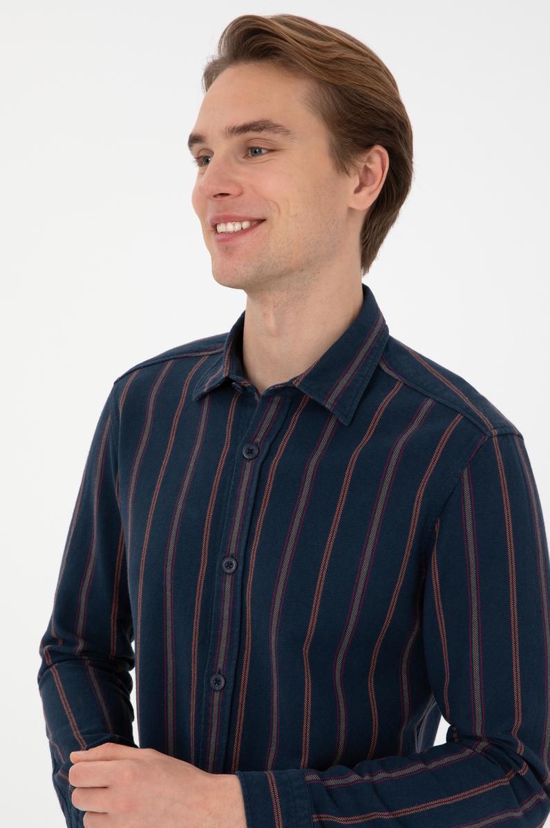 Erkek Lacivert Uzun Kollu Gömlek