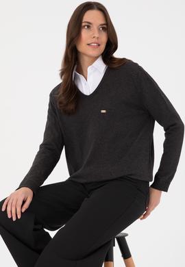 Kadın Antrasit Basic Kazak - 50313598017