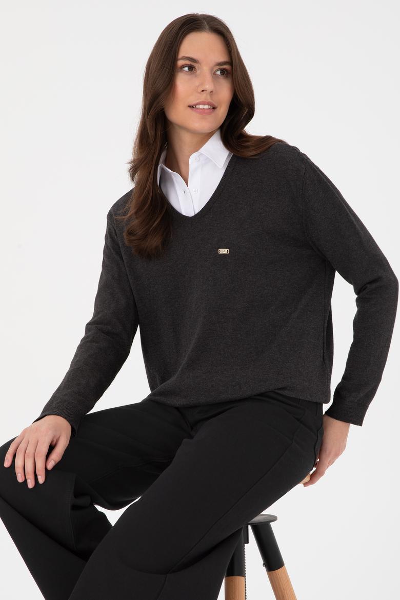 Kadın Antrasit Basic Kazak - 50313598017