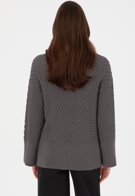 Kadın Gri Bisiklet Yaka Kazak - 50314698017