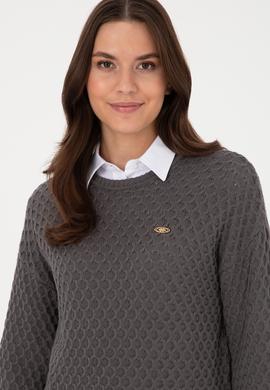 Kadın Gri Bisiklet Yaka Kazak - 50314698017