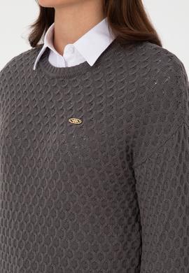 Kadın Gri Bisiklet Yaka Kazak - 50314698017