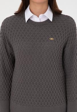 Kadın Gri Bisiklet Yaka Kazak - 50314698017