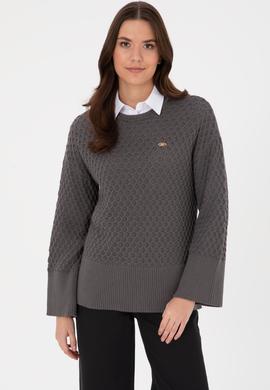 Kadın Gri Bisiklet Yaka Kazak - 50314698017