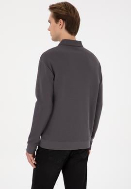 Erkek Comfort Fit Yarım Fermuarlı Gri Sweatshirt - 50316484007
