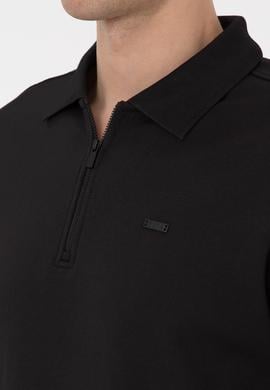 Erkek Comfort Fit Yarım Fermuarlı Siyah Sweatshirt - 50316484026