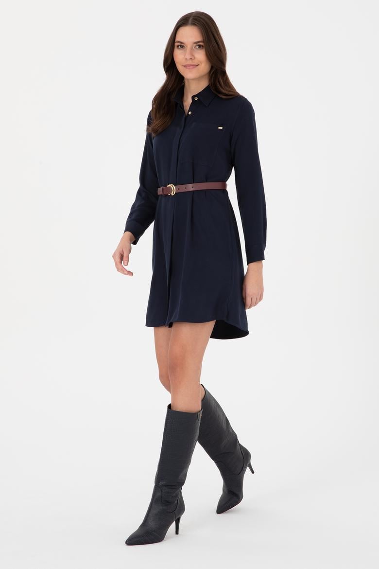 Kadın Lacivert Dokuma Elbise - 50308530028