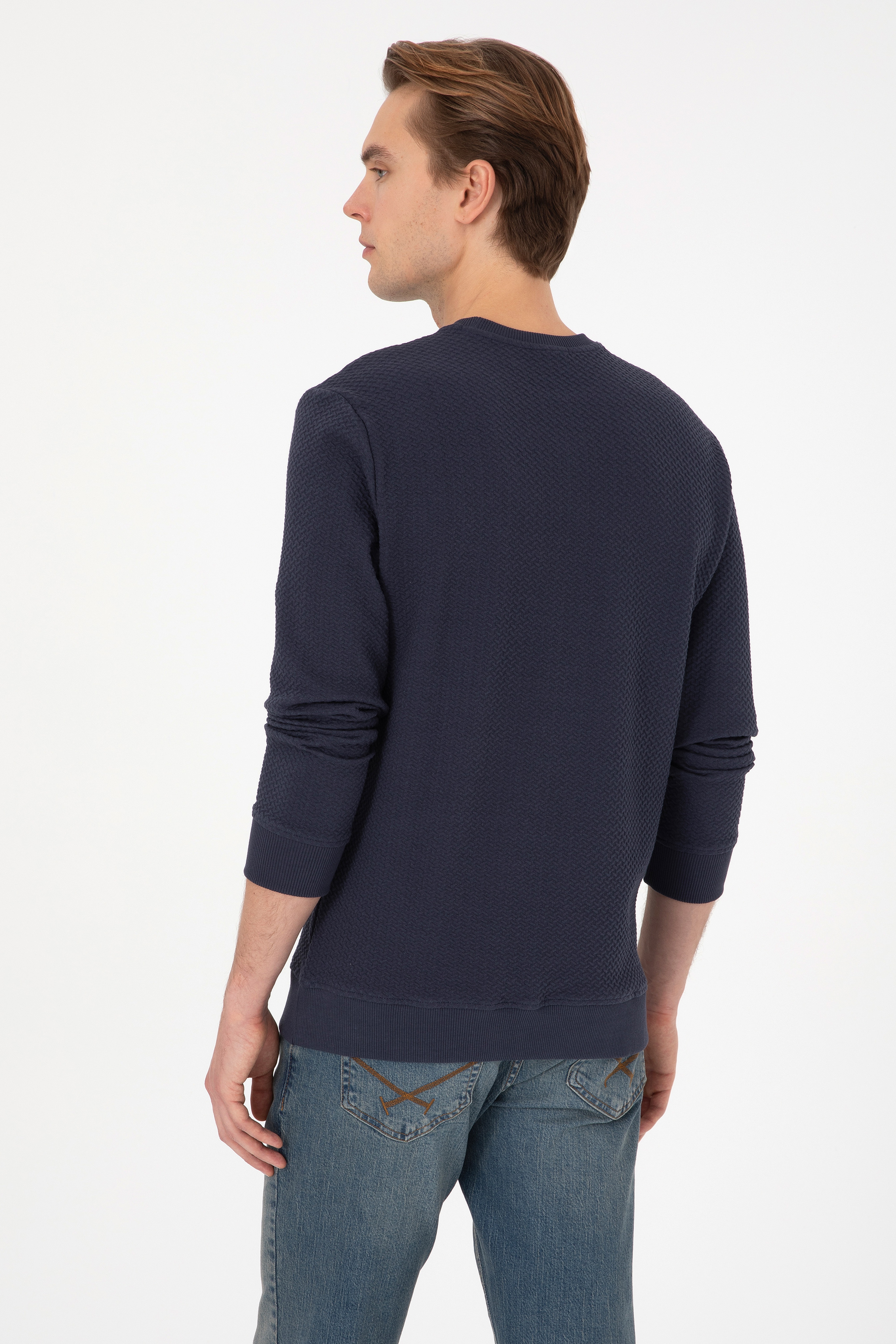 Erkek Regular Fit Bisiklet Yaka Lacivert Sweatshirt