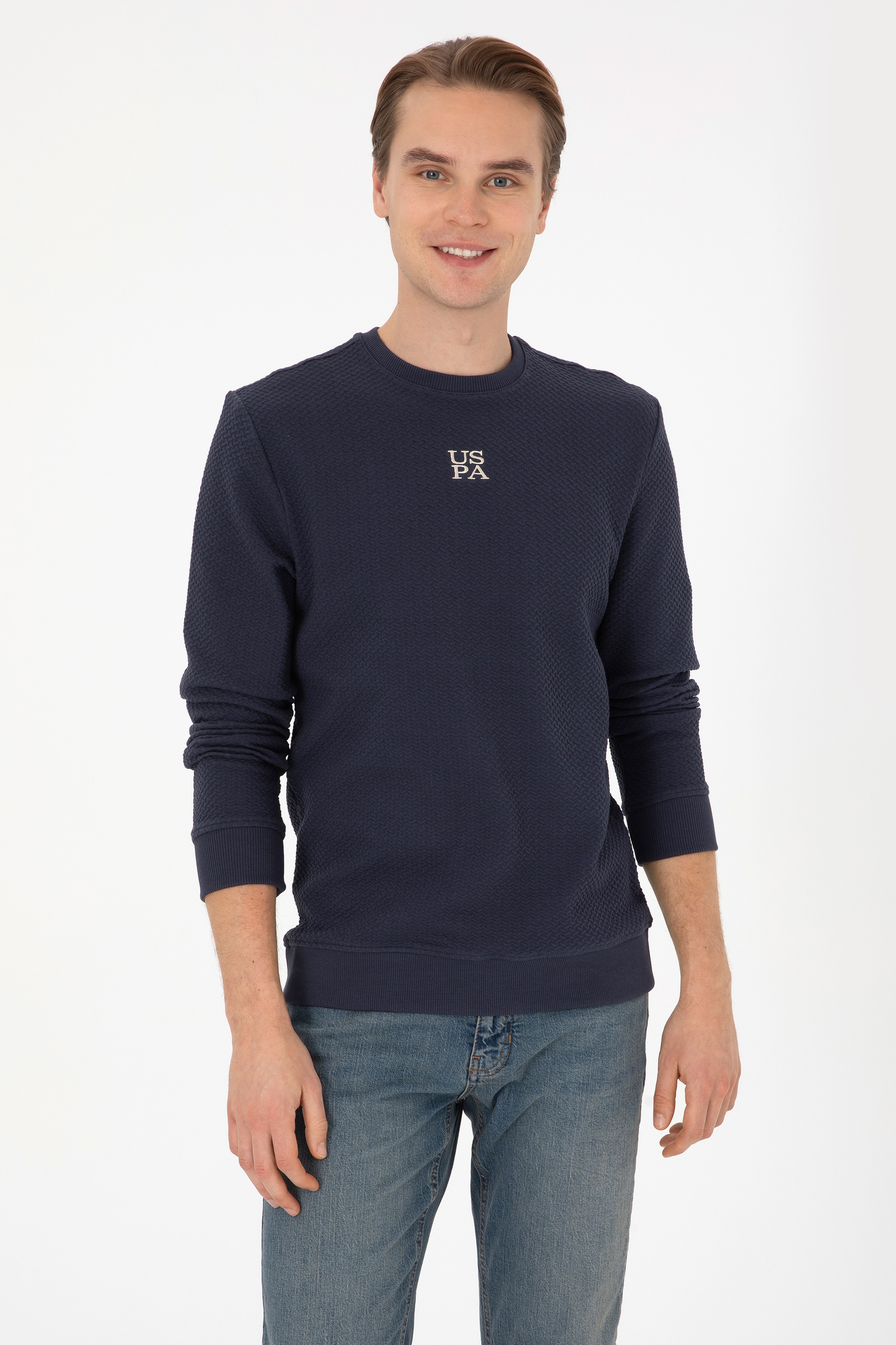Erkek Regular Fit Bisiklet Yaka Lacivert Sweatshirt