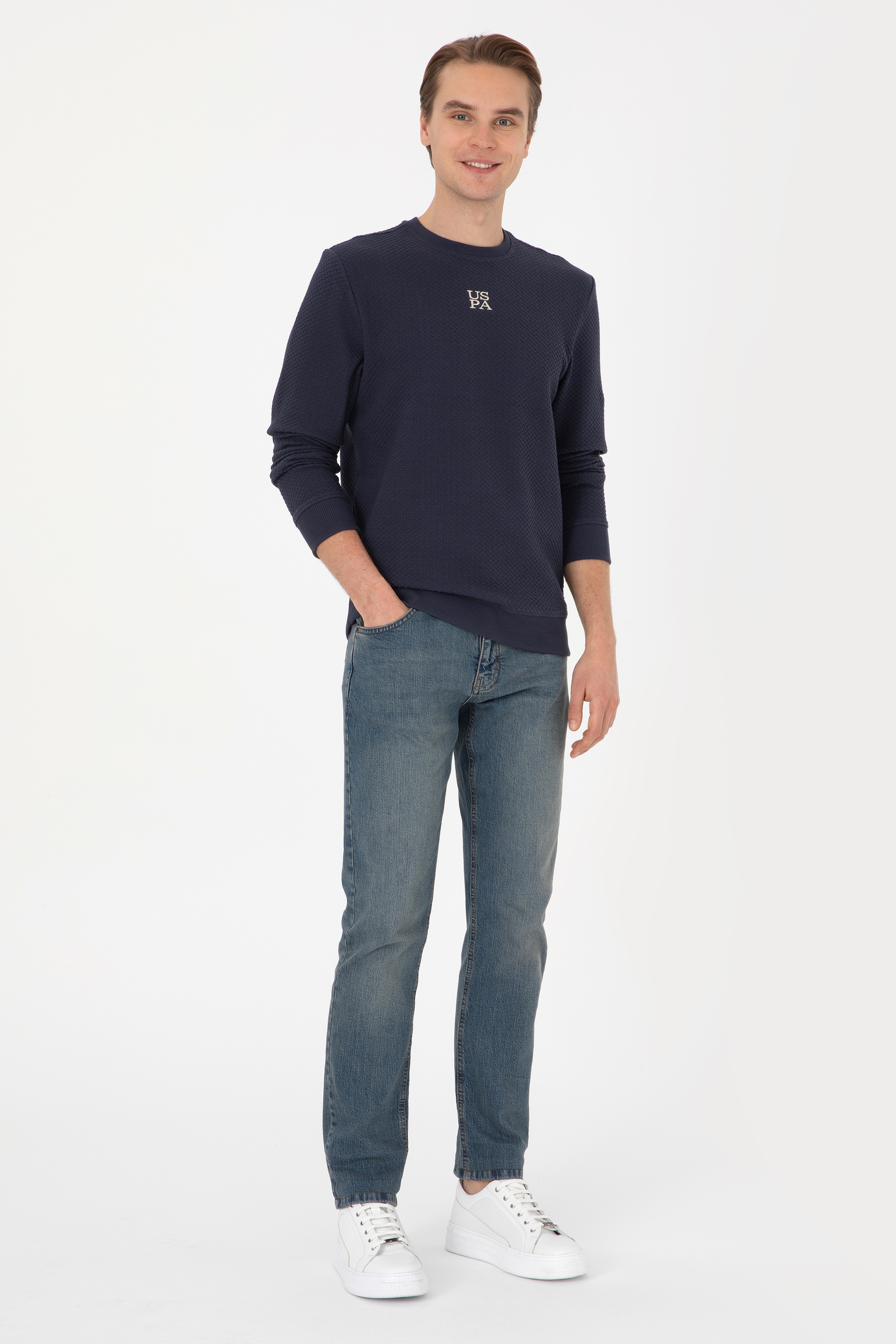 Erkek Regular Fit Bisiklet Yaka Lacivert Sweatshirt - Image 4