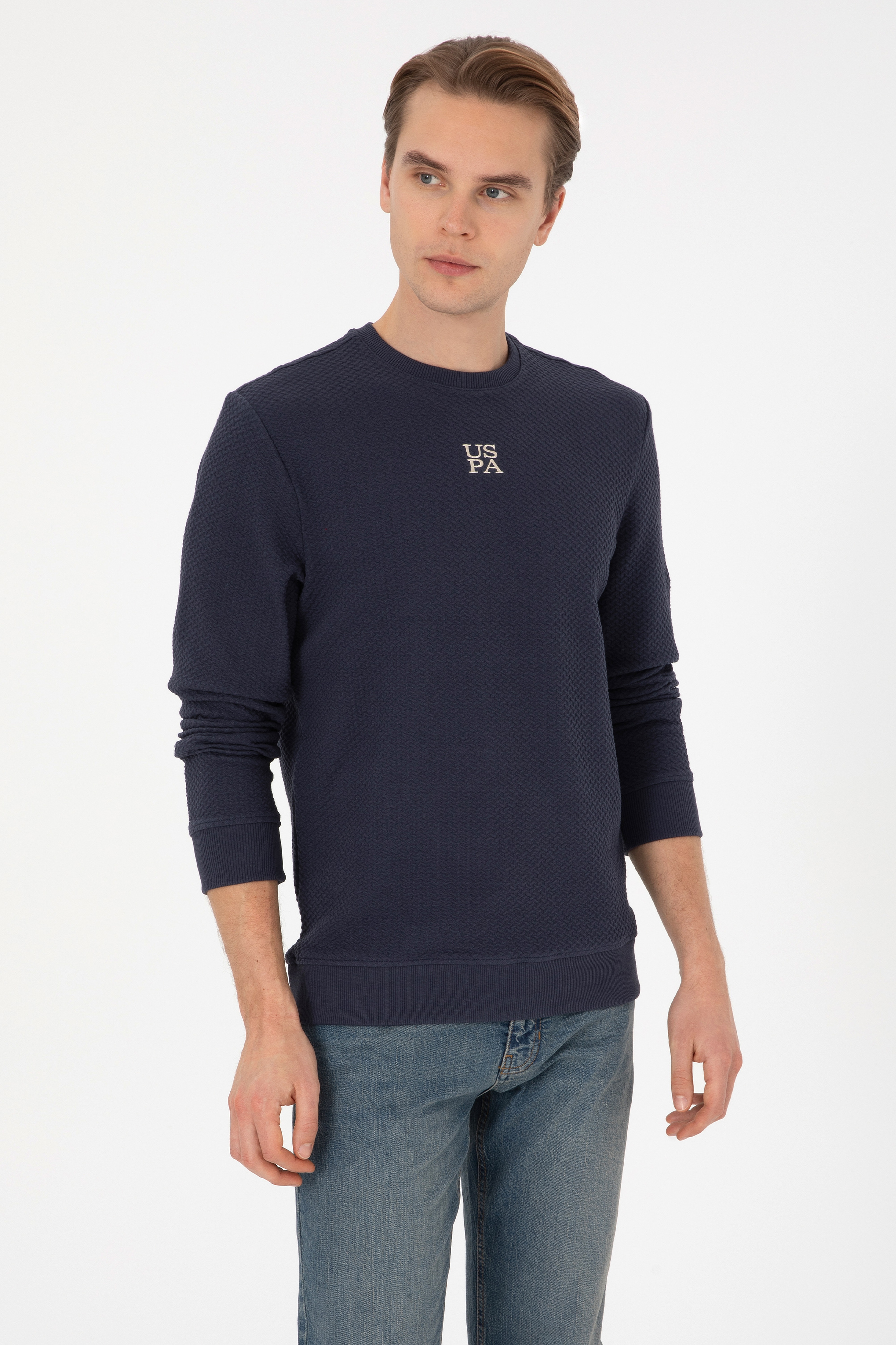 Erkek Regular Fit Bisiklet Yaka Lacivert Sweatshirt