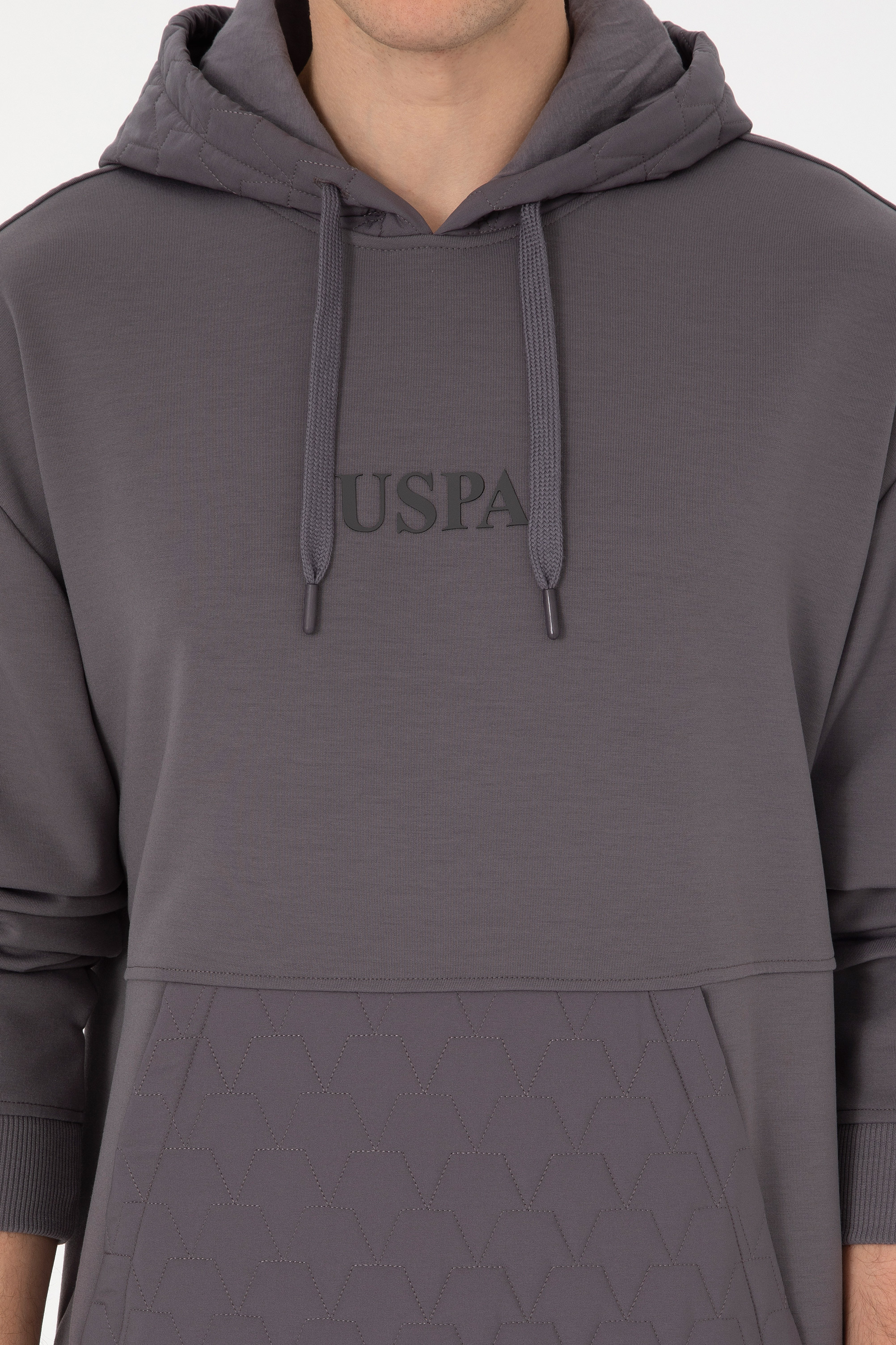 Erkek Comfort Fit Kapüşonlu Gri Sweatshirt - Image 6