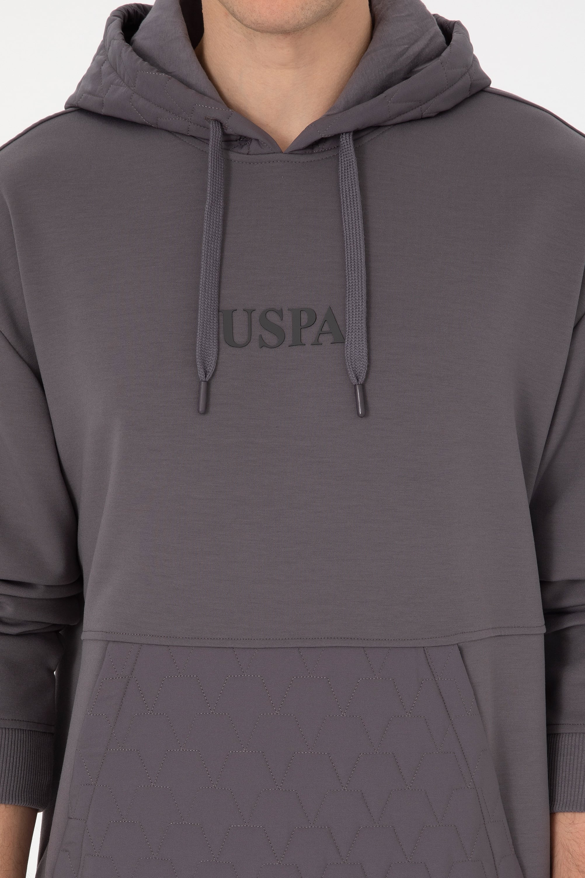 Erkek Comfort Fit Kapüşonlu Gri Sweatshirt
