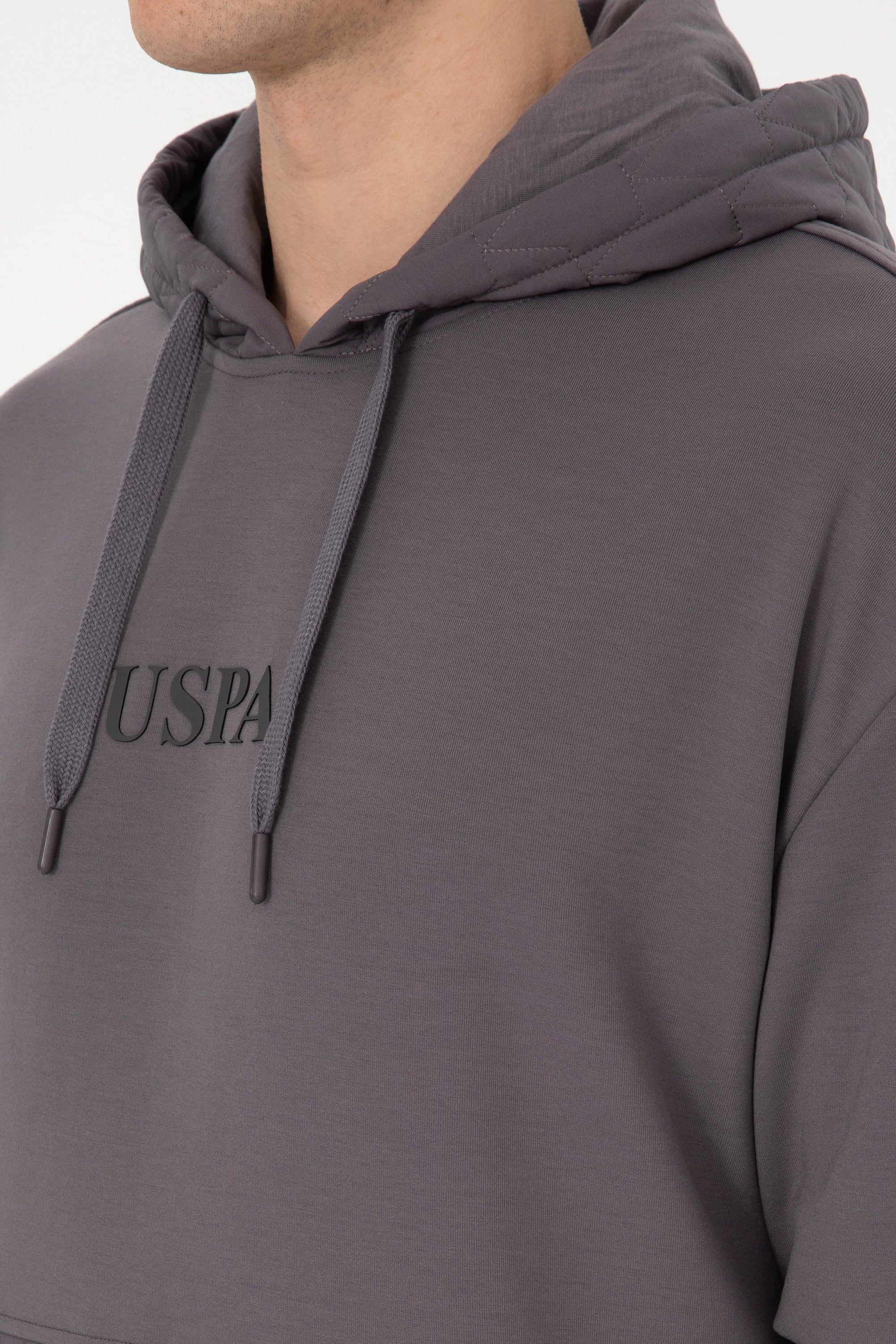 Erkek Comfort Fit Kapüşonlu Gri Sweatshirt