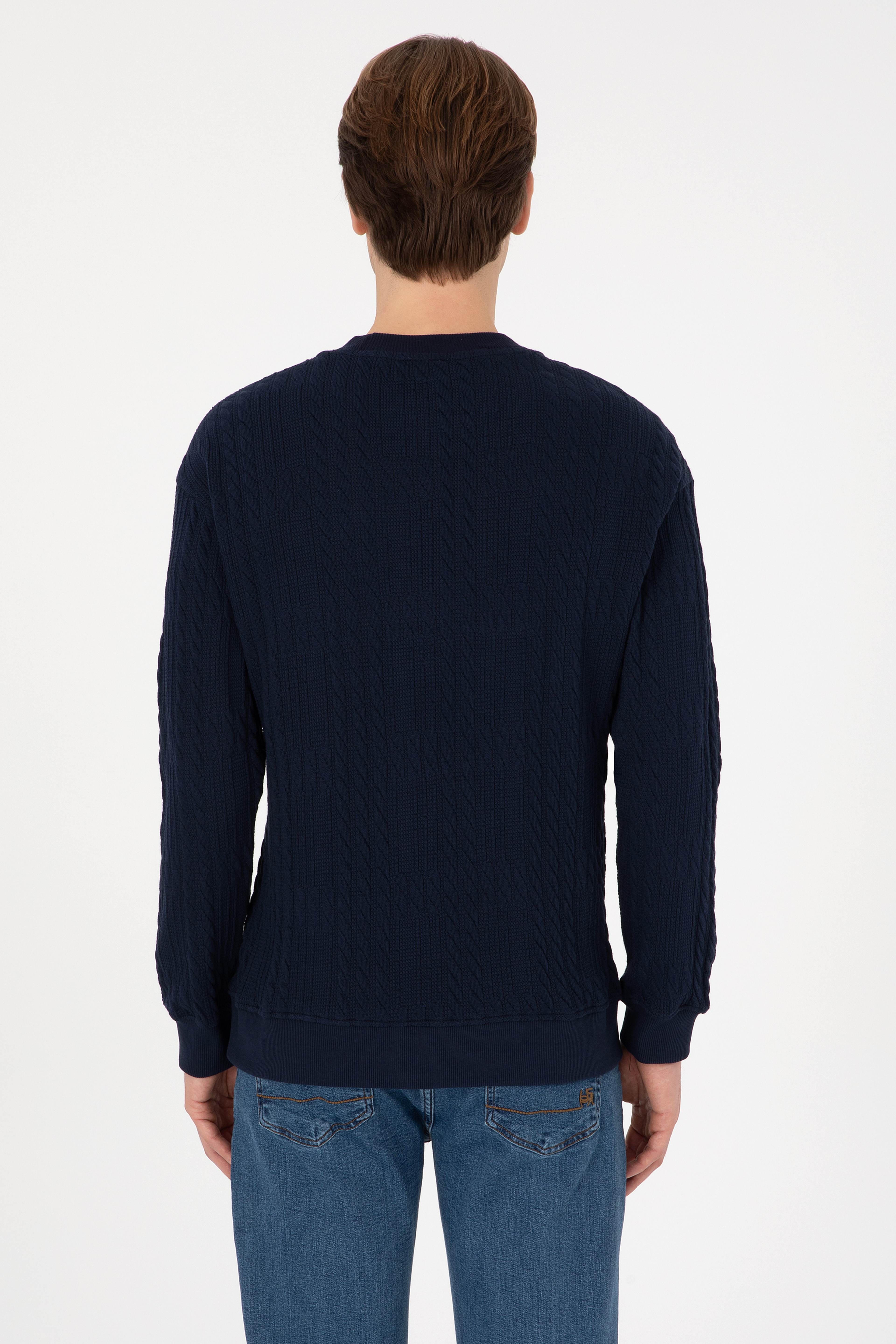 Erkek Comfort Fit Bisiklet Yaka Lacivert Sweatshirt