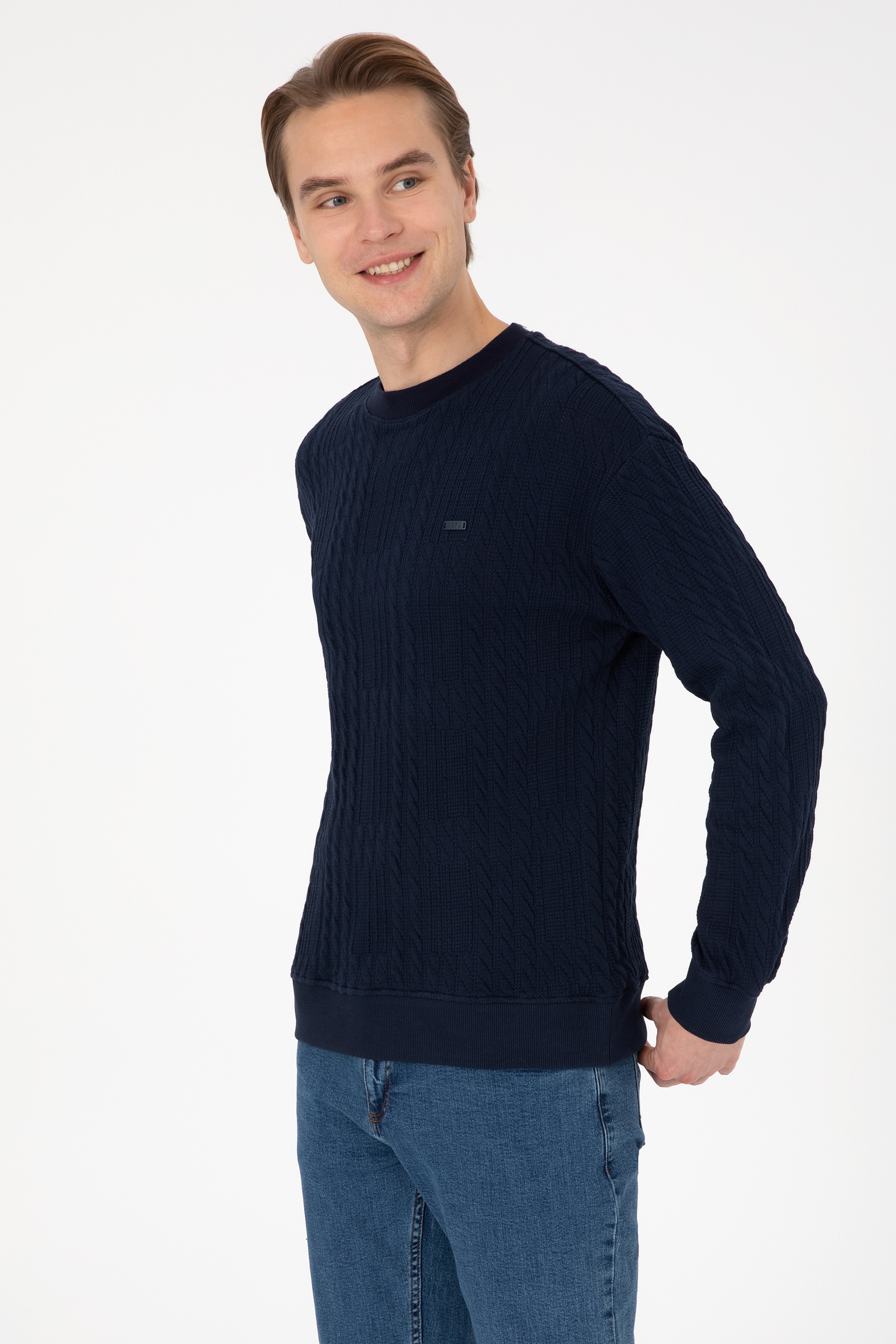 Erkek Comfort Fit Bisiklet Yaka Lacivert Sweatshirt - Image 3