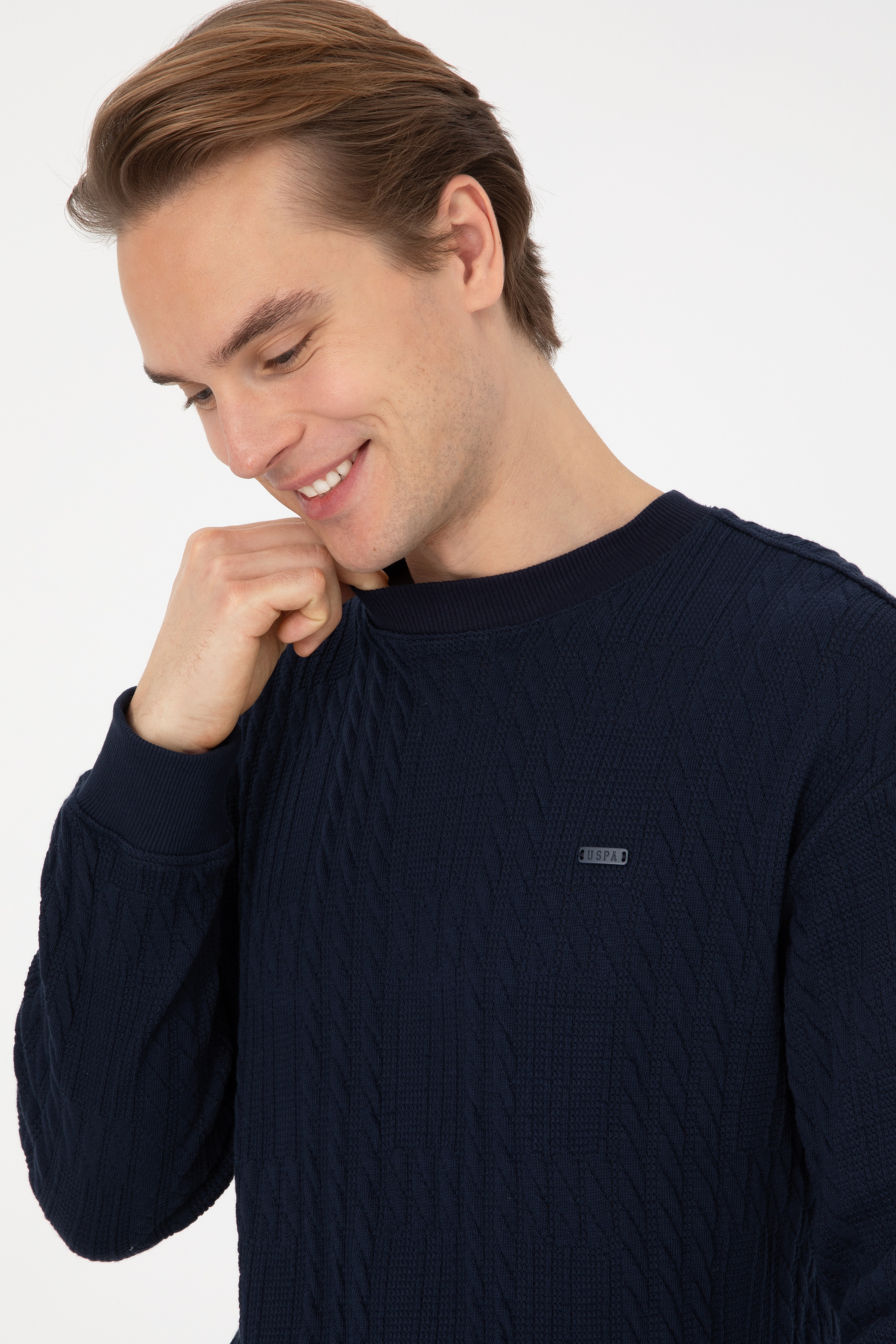 Erkek Comfort Fit Bisiklet Yaka Lacivert Sweatshirt