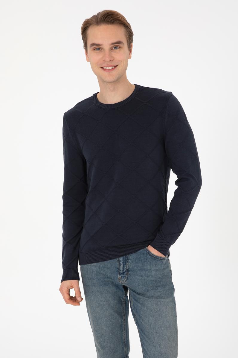 Erkek Açık Lacivert Kazak