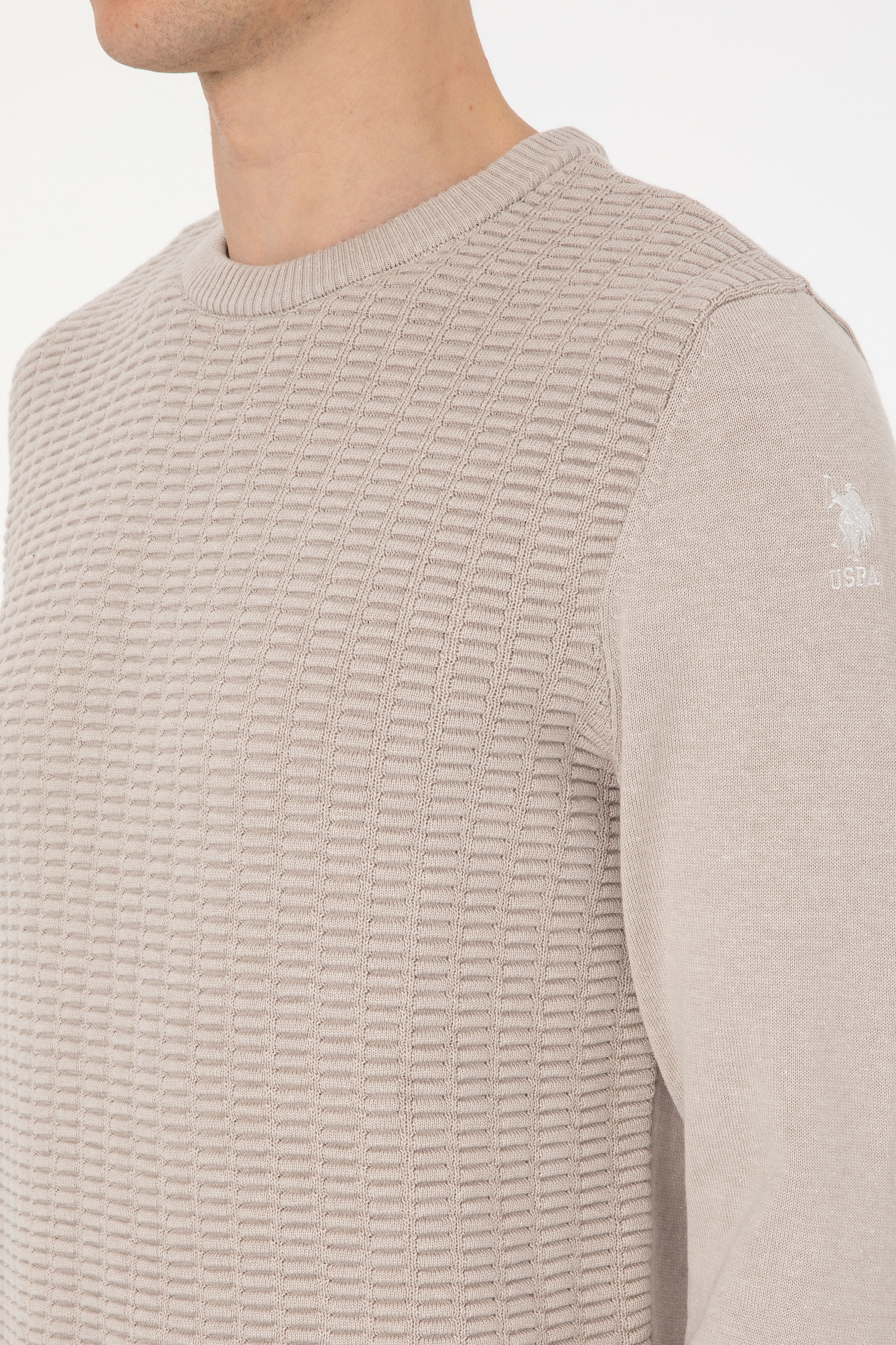 Erkek Regular Fit Bisiklet Yaka Taş Kazak - Image 7