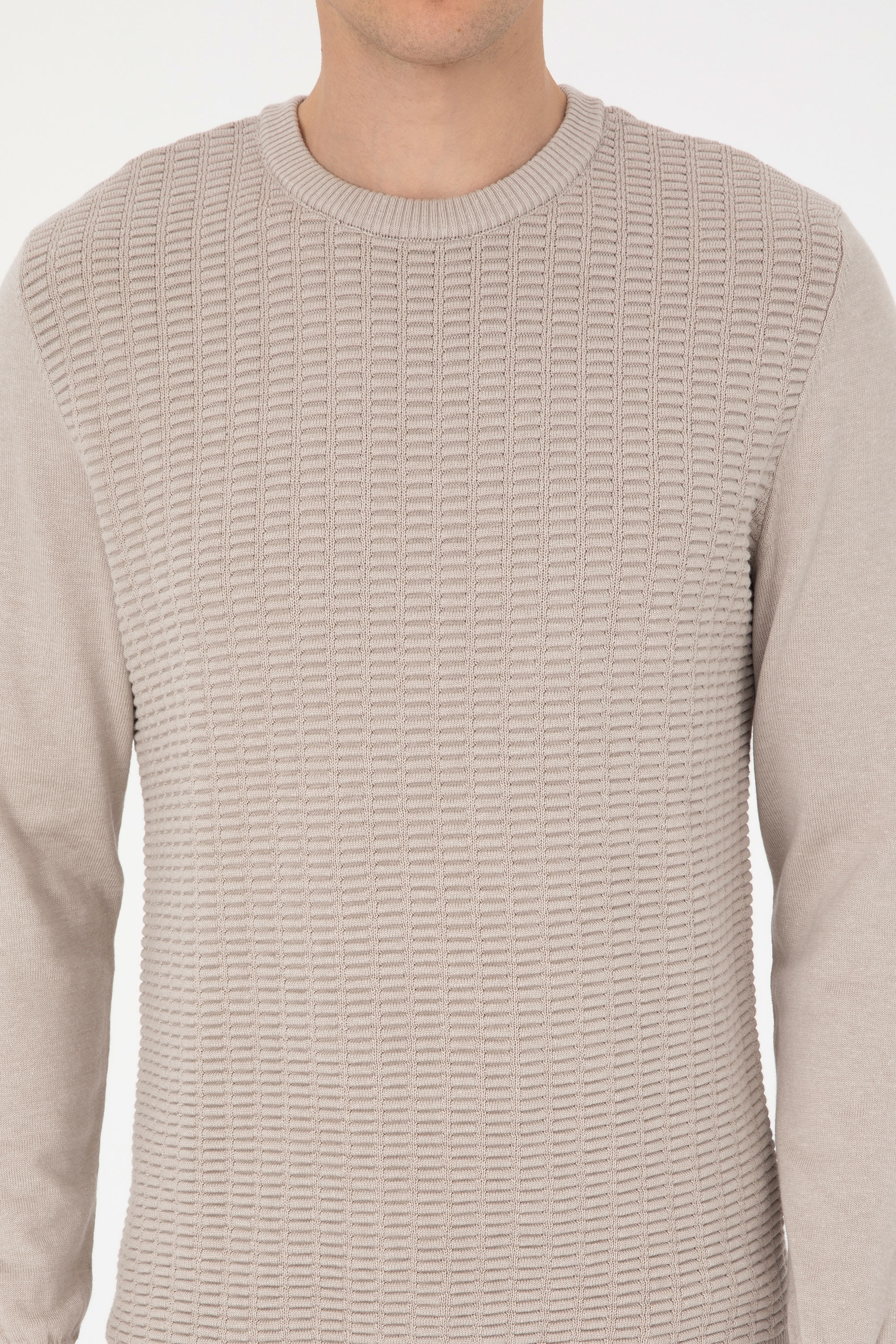 Erkek Regular Fit Bisiklet Yaka Taş Kazak - Image 6