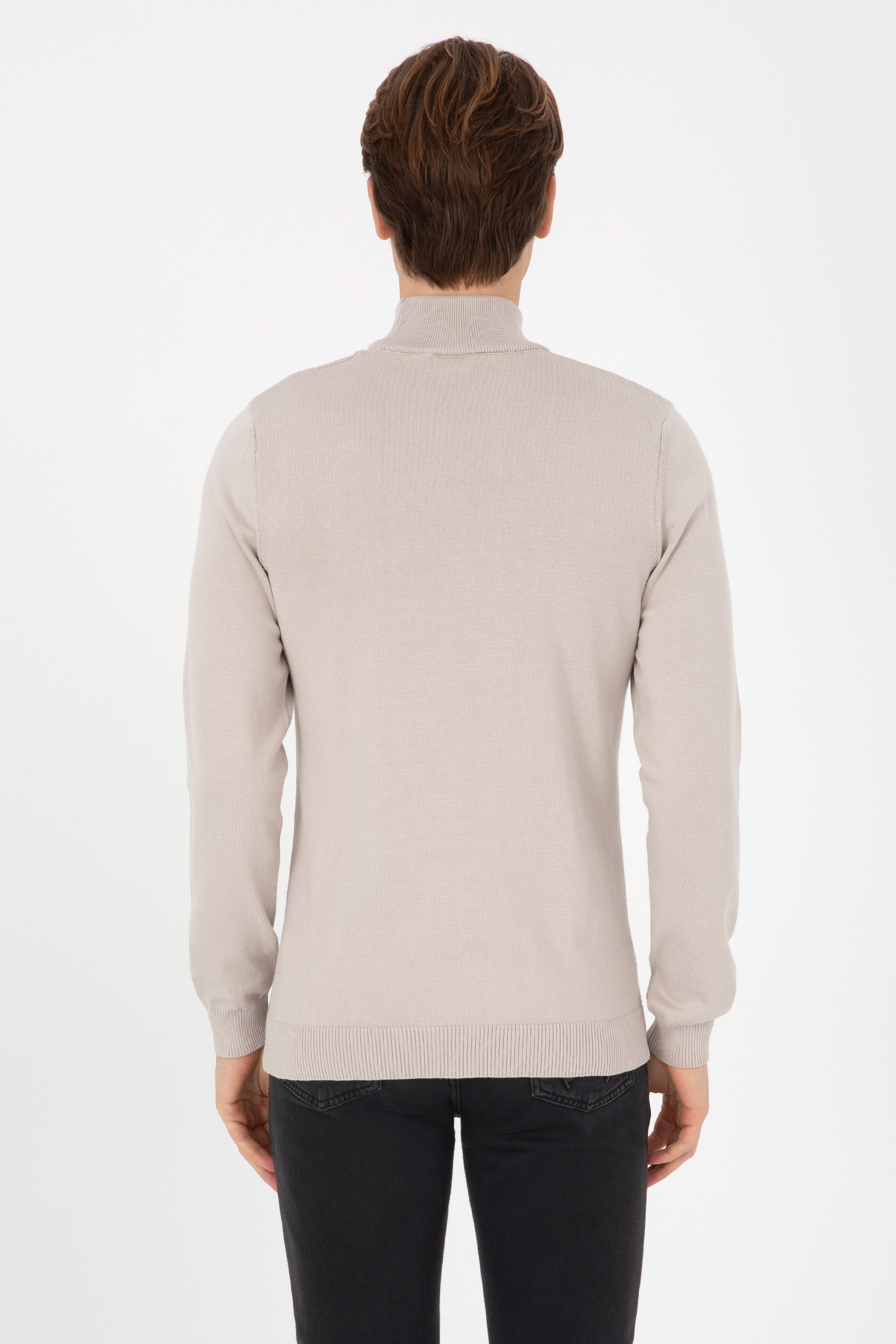 Erkek Slim Fit Yarım Balıkçı Yaka Taş Kazak - Image 5