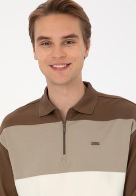 Erkek Comfort Fit Yarım Fermuarlı Haki Sweatshirt - 50315521033