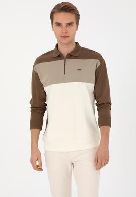 Erkek Comfort Fit Yarım Fermuarlı Haki Sweatshirt - 50315521033