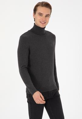 Erkek Antrasit Melanj Basic Kazak - 50313640046