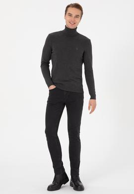 Erkek Antrasit Melanj Basic Kazak - 50313640046