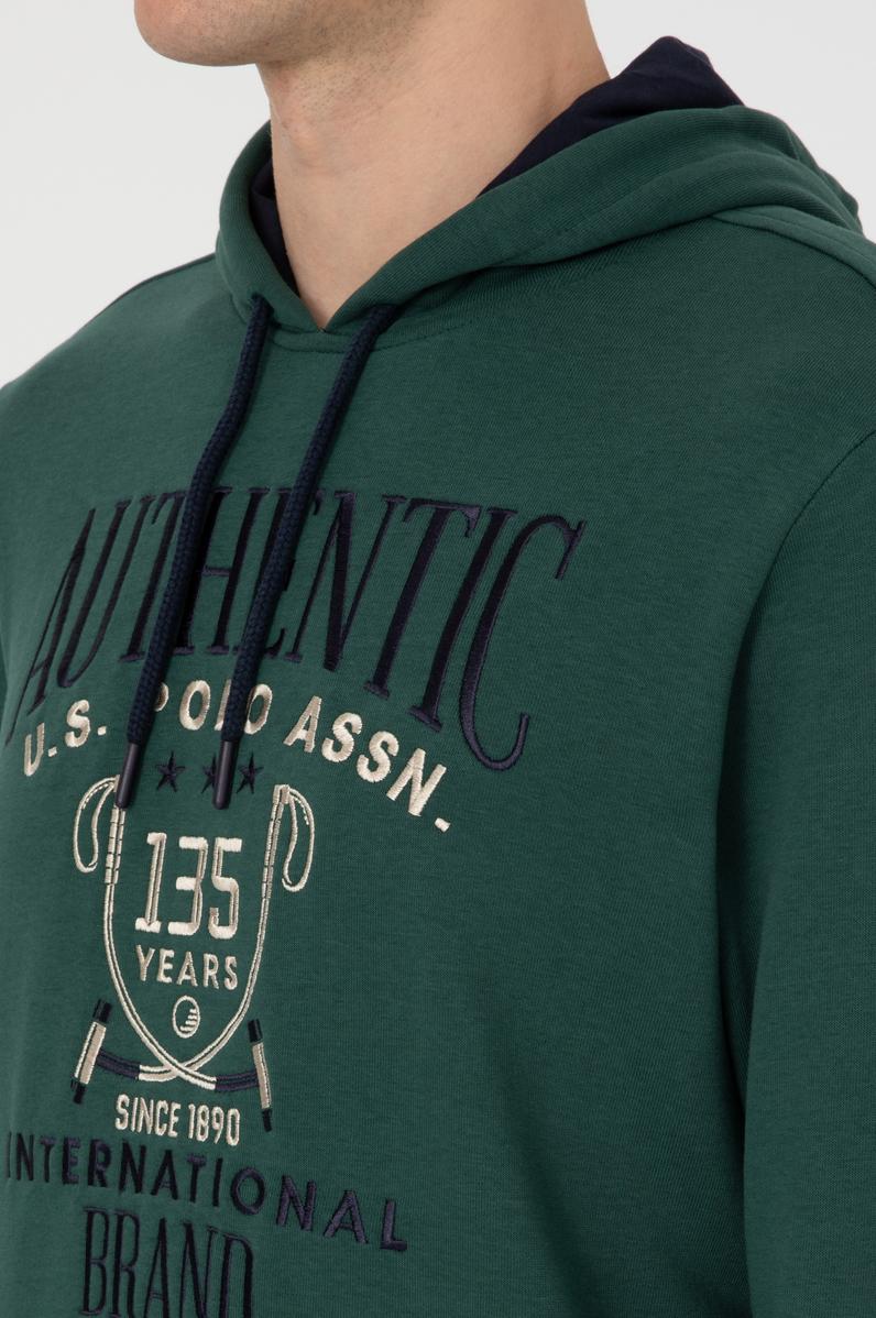 Erkek Regular Fit Kapüşonlu Koyu Yeşil Sweatshirt