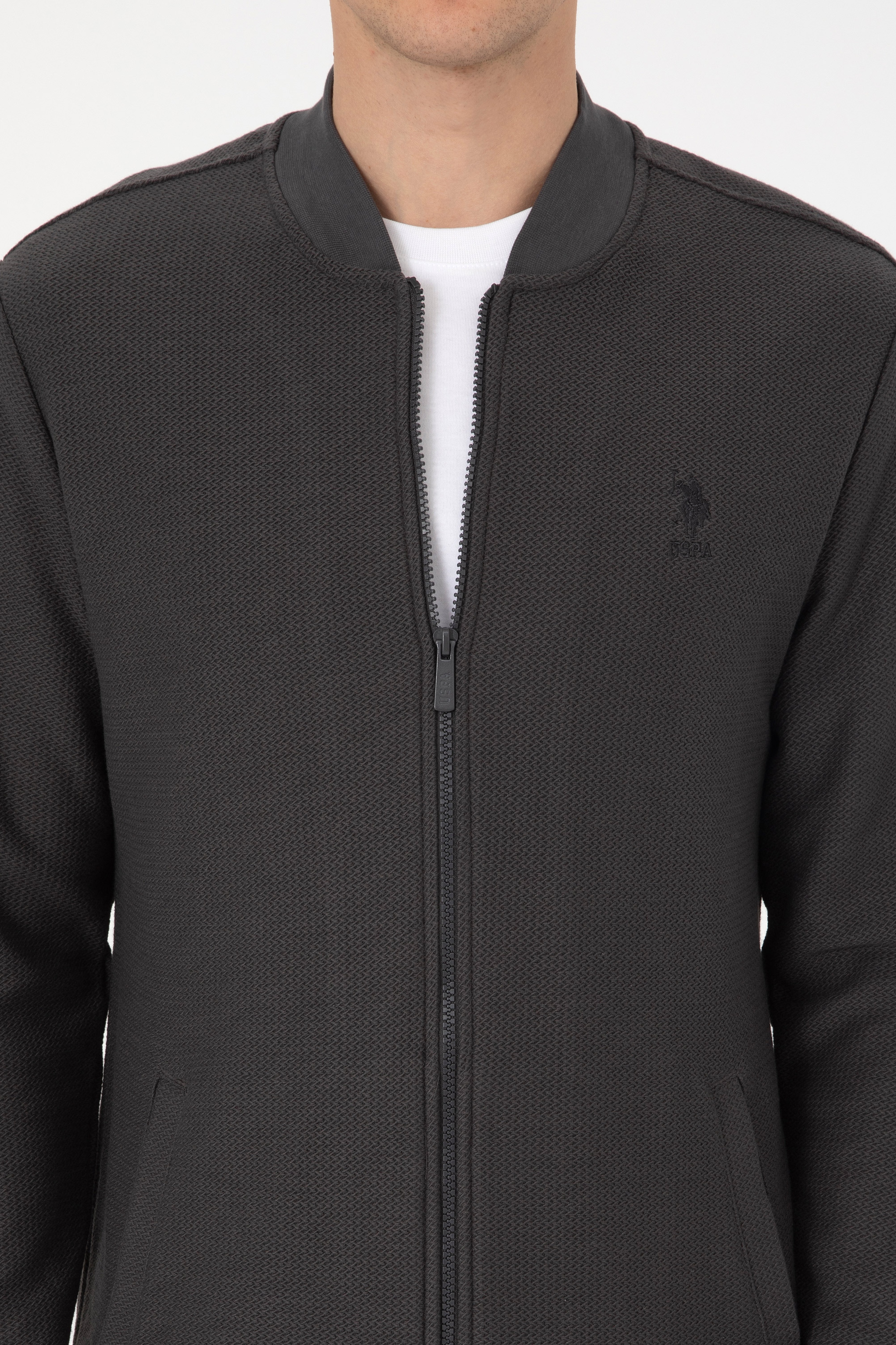 Erkek Regular Fit Fermuarlı Siyah Örme Hırka - Image 6