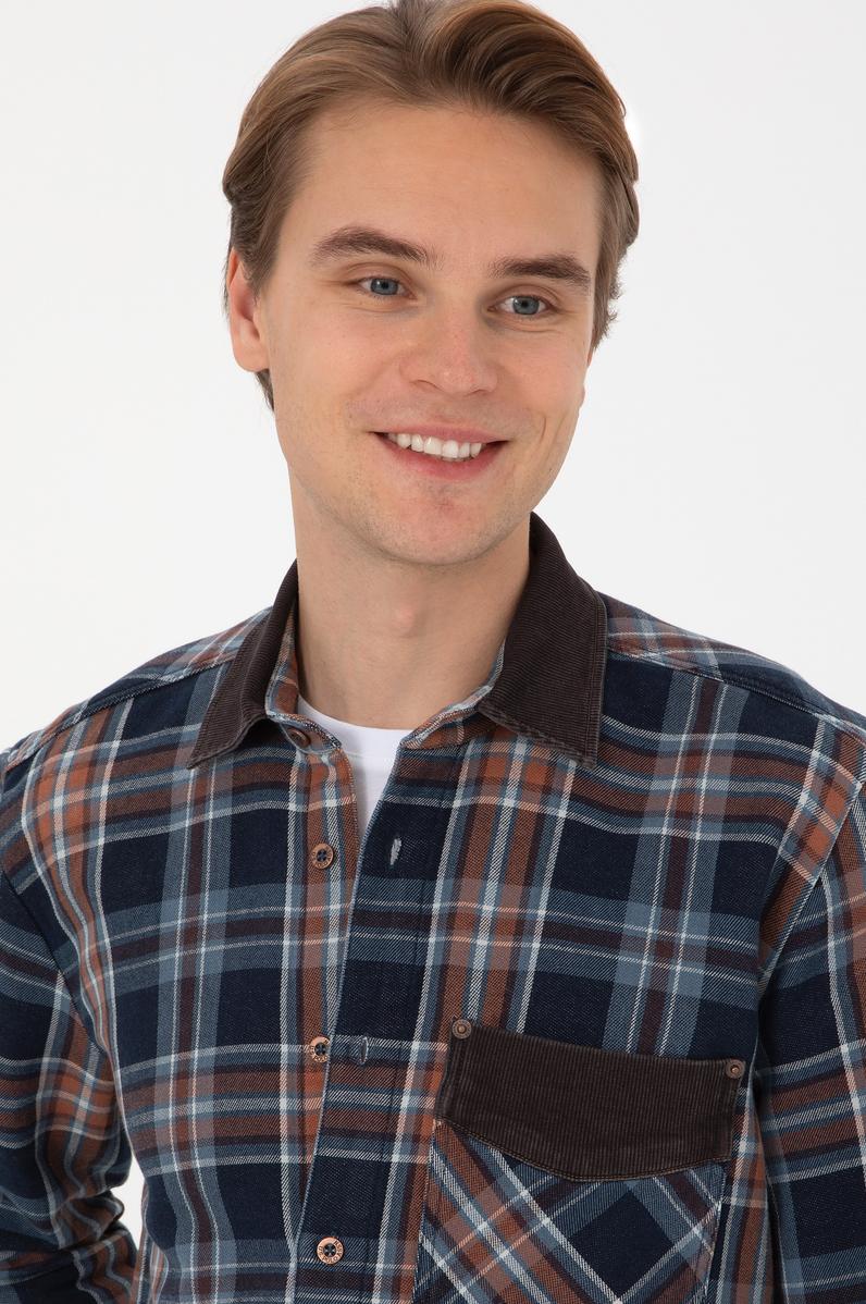 Erkek Kahverengi Jean Gömlek