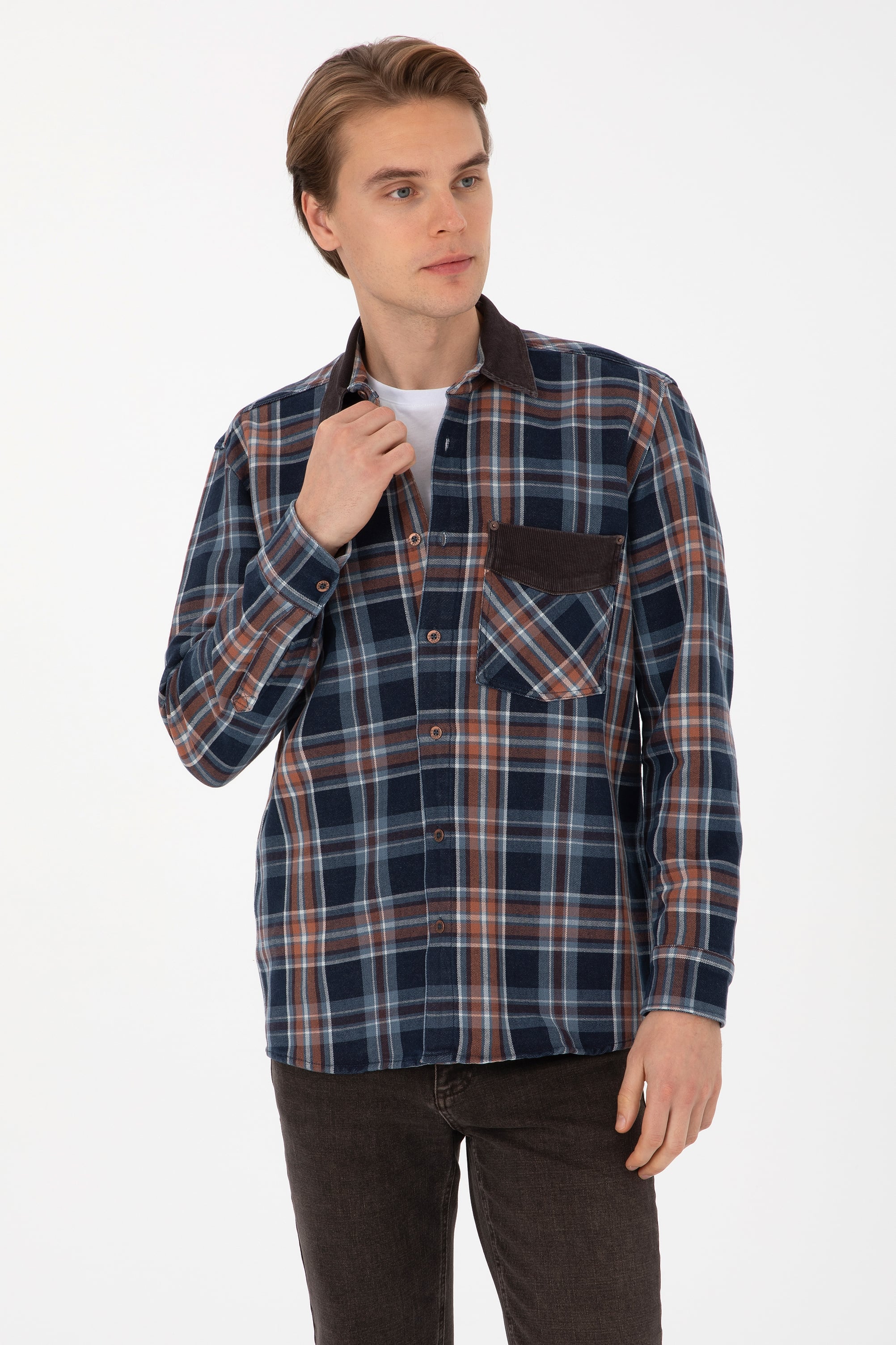 Erkek Kahverengi Jean Gömlek