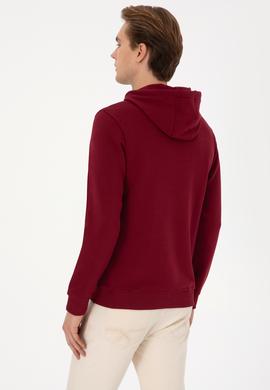 Erkek Regular Fit Kapüşonlu Bordo Sweatshirt - 50316364046
