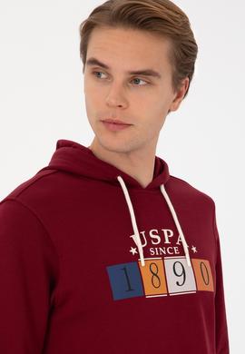 Erkek Regular Fit Kapüşonlu Bordo Sweatshirt - 50316364046
