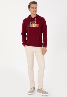 Erkek Regular Fit Kapüşonlu Bordo Sweatshirt - 50316364046
