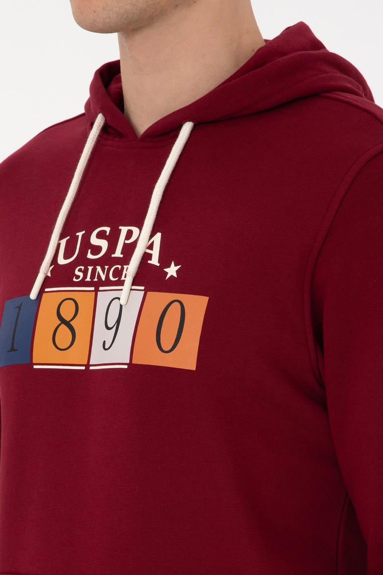Erkek Regular Fit Kapüşonlu Bordo Sweatshirt - 50316364046