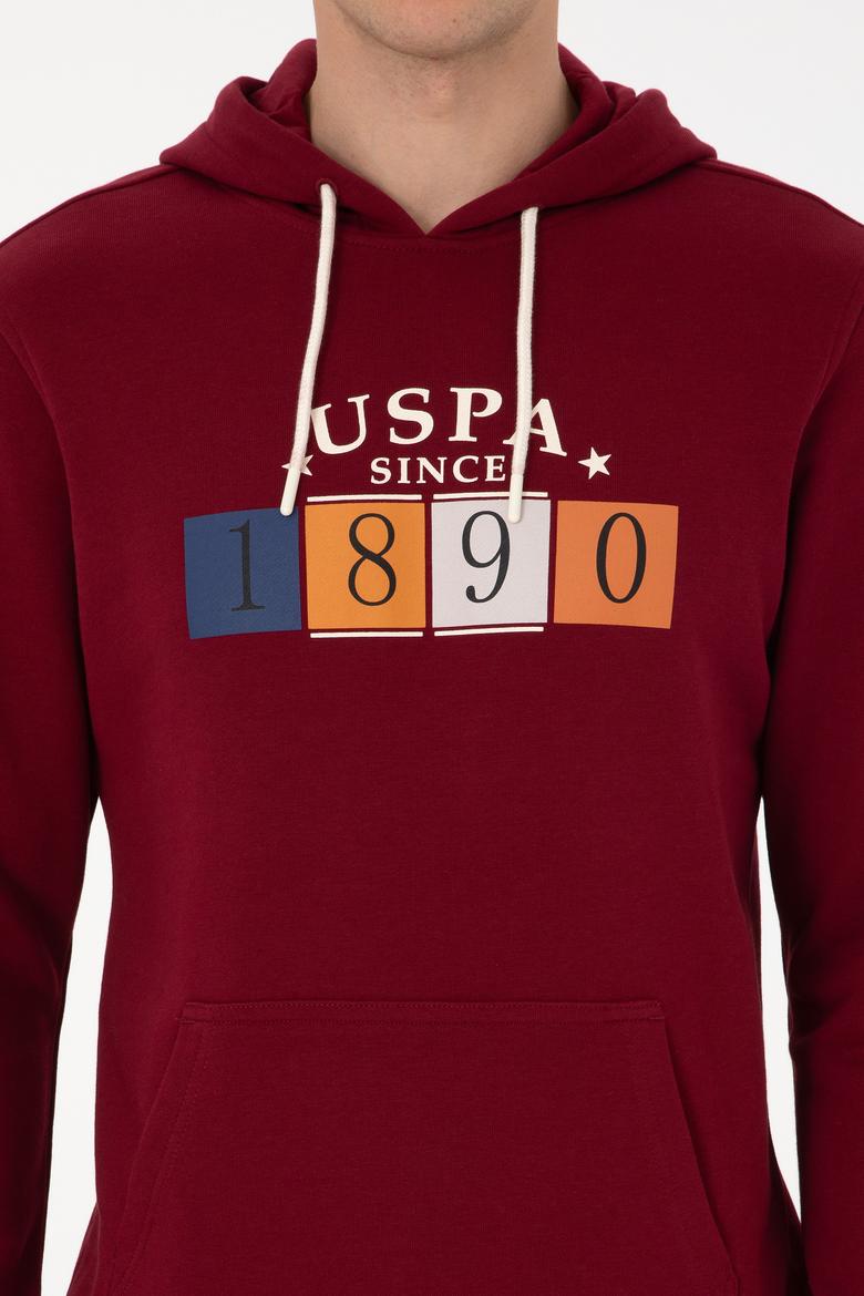 Erkek Regular Fit Kapüşonlu Bordo Sweatshirt - 50316364046