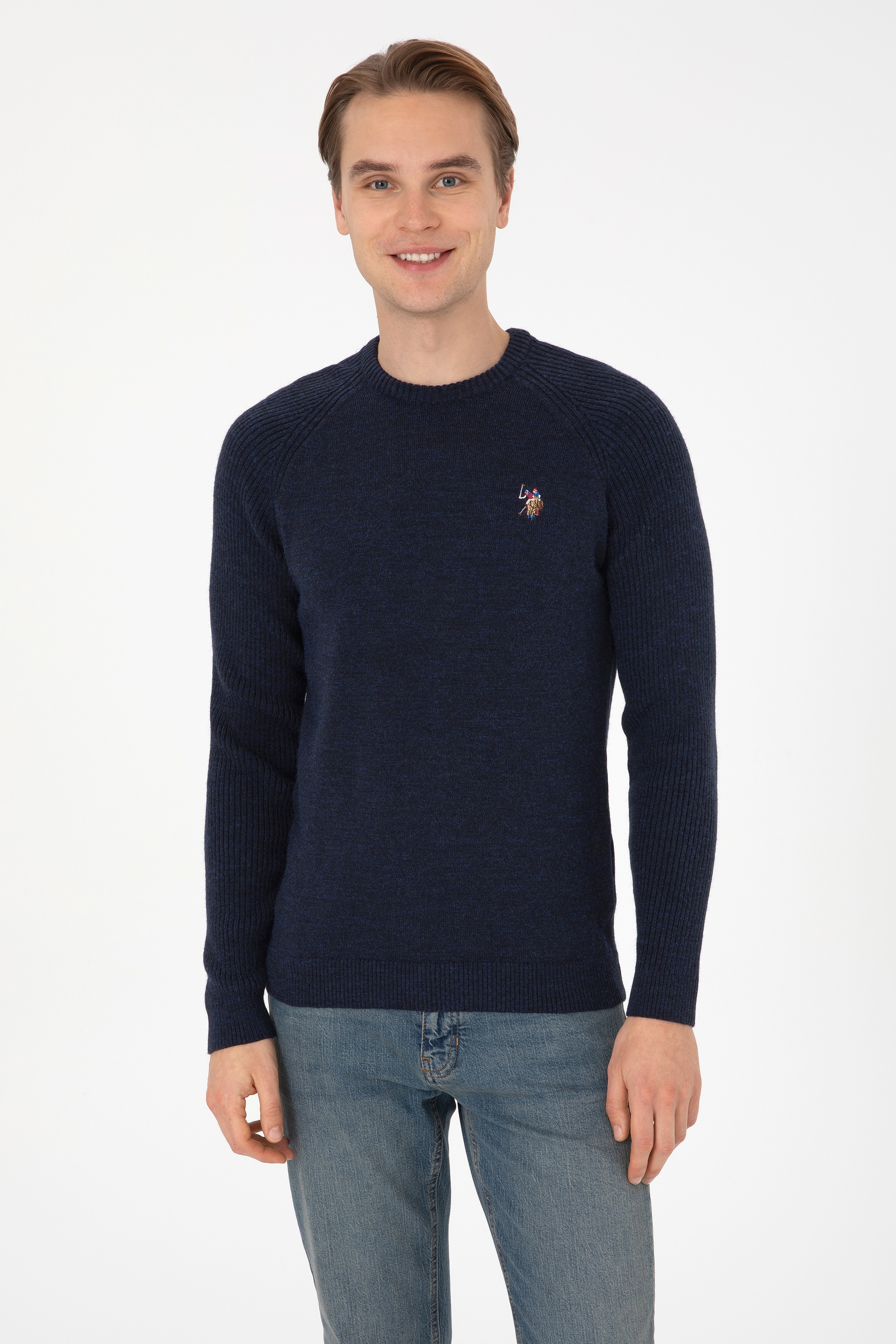 Erkek Regular Fit Bisiklet Yaka Lacivert Kazak - Image 1