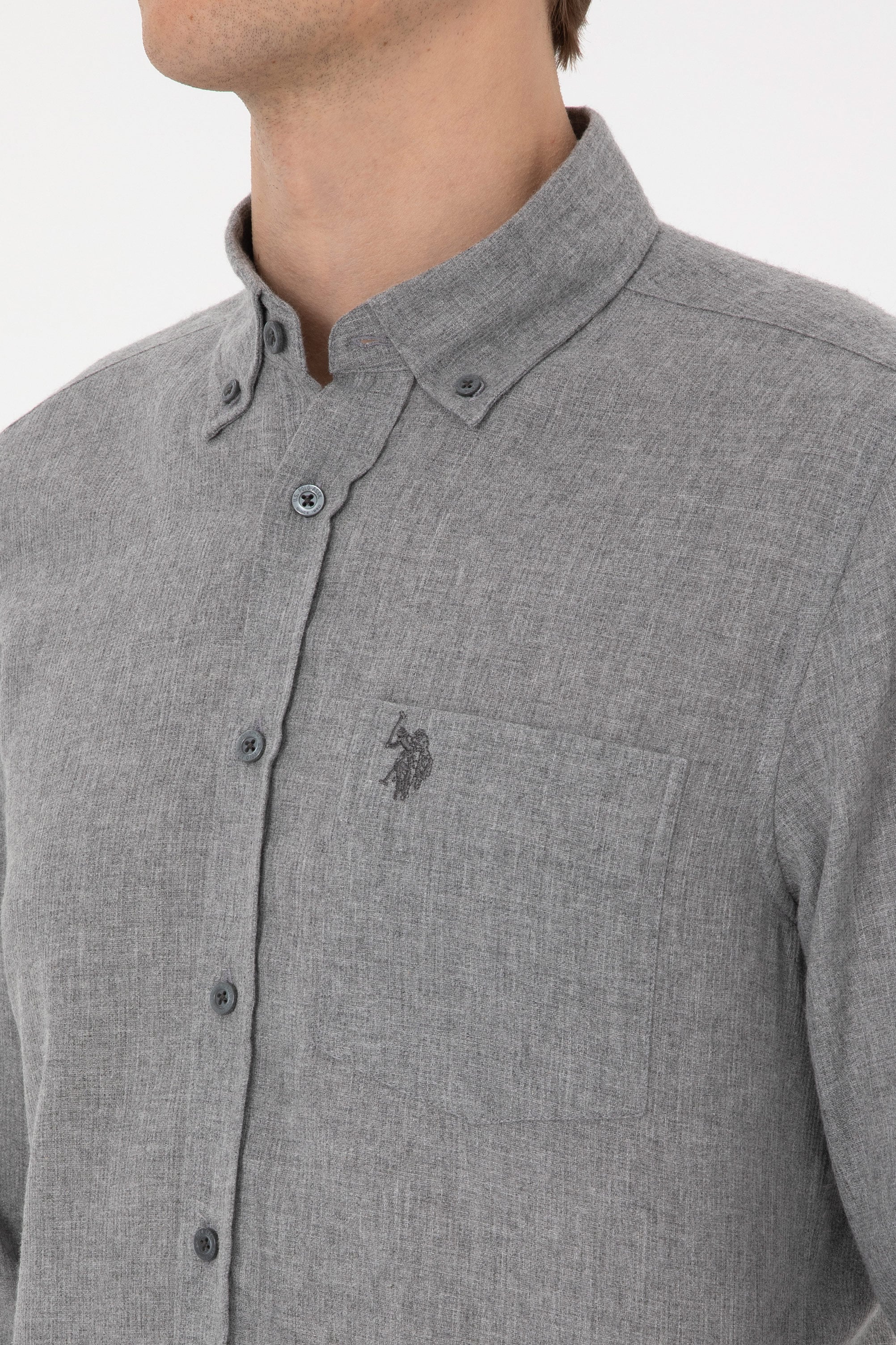 Erkek Gri Uzun Kollu Gömlek - 50308596017